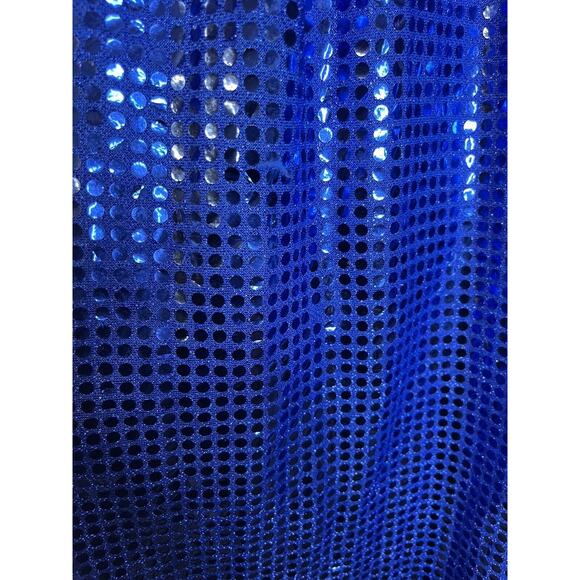 Roberta Vintage Blue Sequin High Neck Halter Top Maxi Dress Gown size 7/8 - Picture 5 of 6